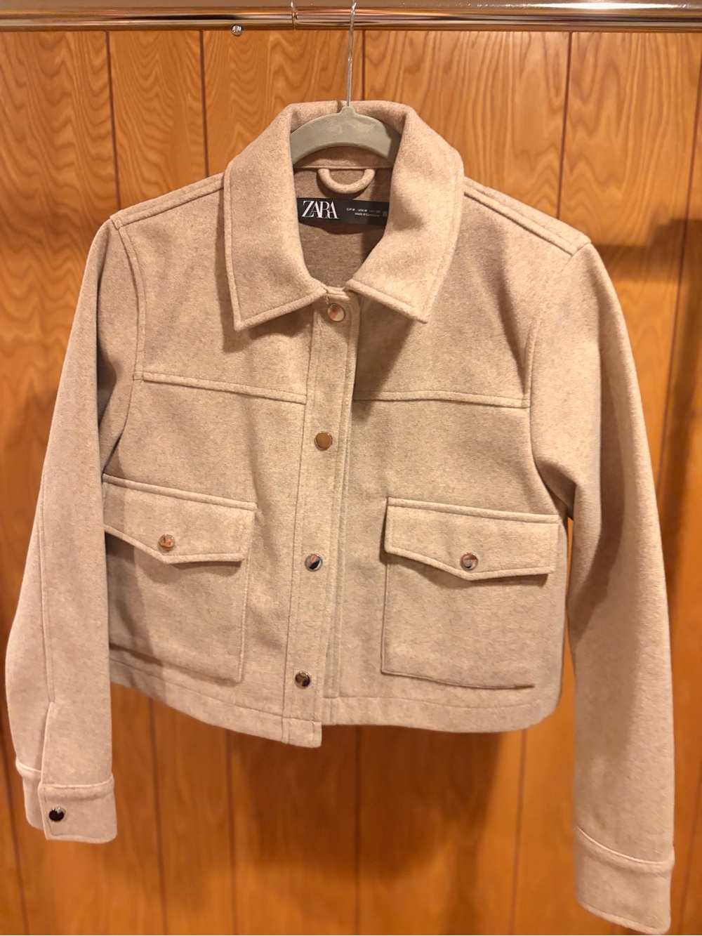 Zara Beige Wool-Blend Short Jacket